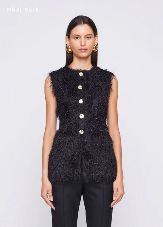 Anna Quan Grace Feather Top with Gold Buttons - Size 8