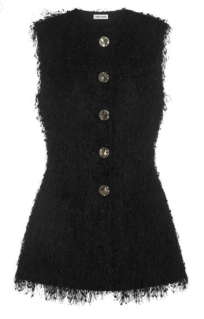 Anna Quan Grace Feather Top with Gold Buttons - Size 8
