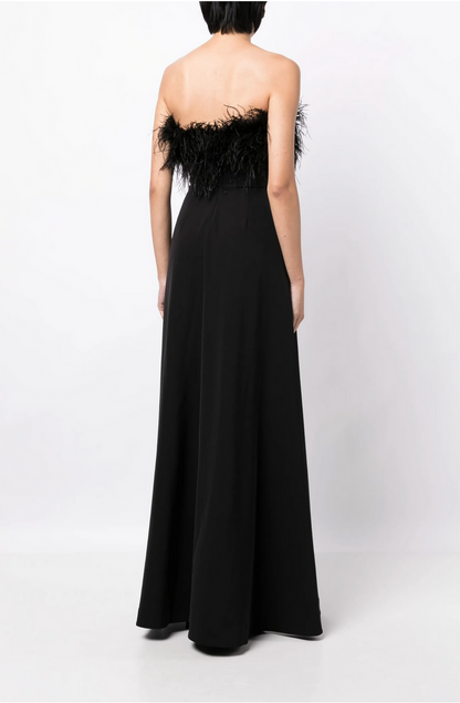 Rachel Gilbert Linc Feather Embellished Strapless Gown - Size 0