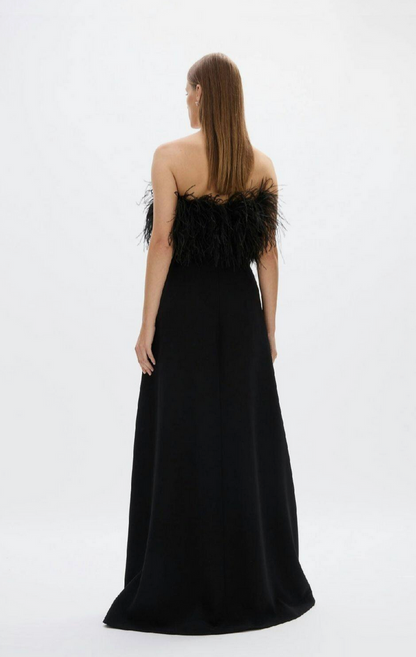 Rachel Gilbert Linc Feather Embellished Strapless Gown - Size 0