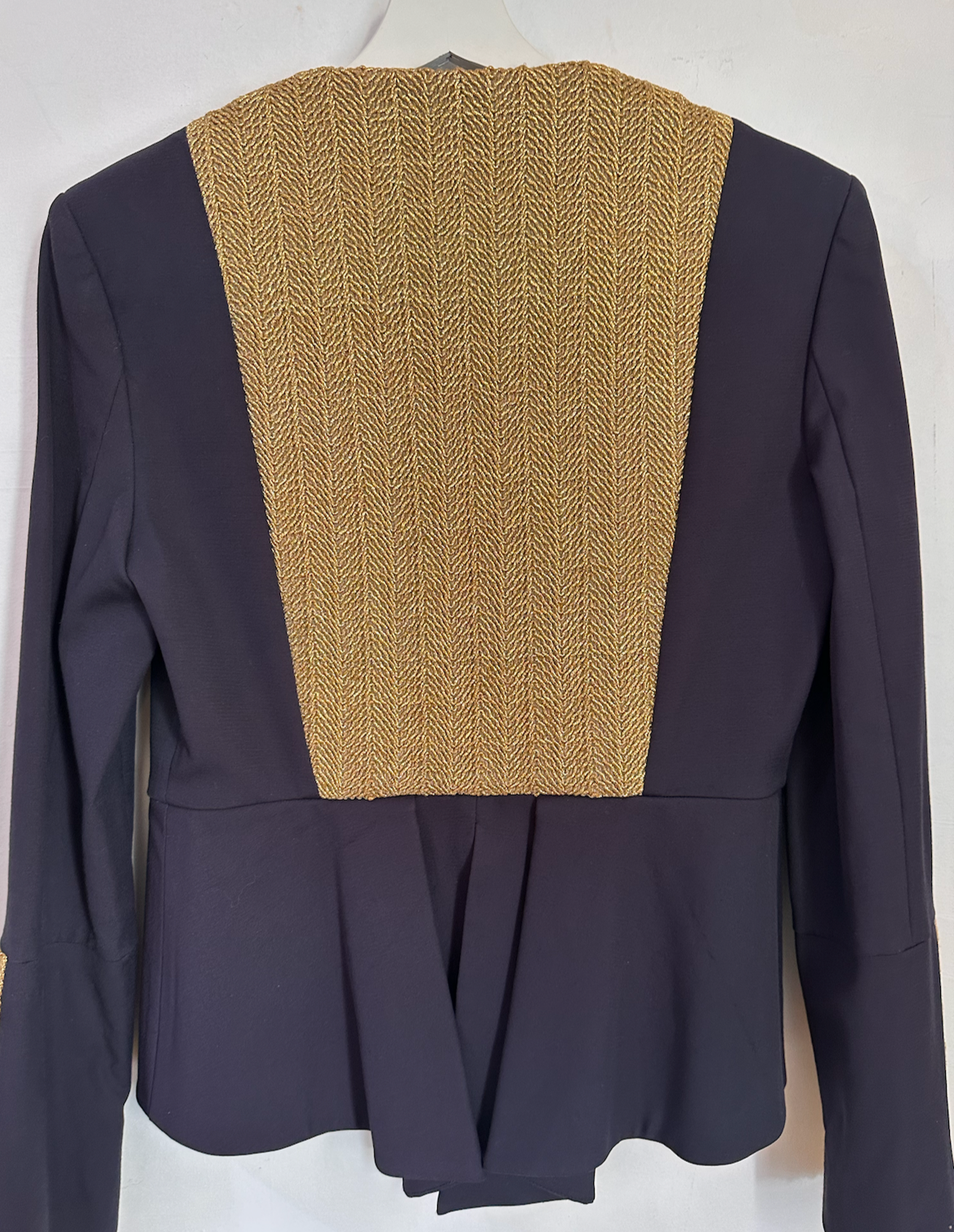 sass & bide Navy & Gold Tailored Brocade Blazer - Size 10