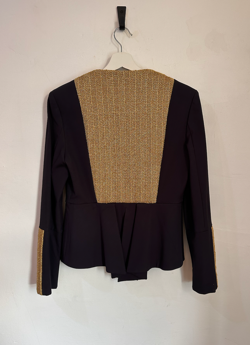 sass & bide Navy & Gold Tailored Brocade Blazer - Size 10