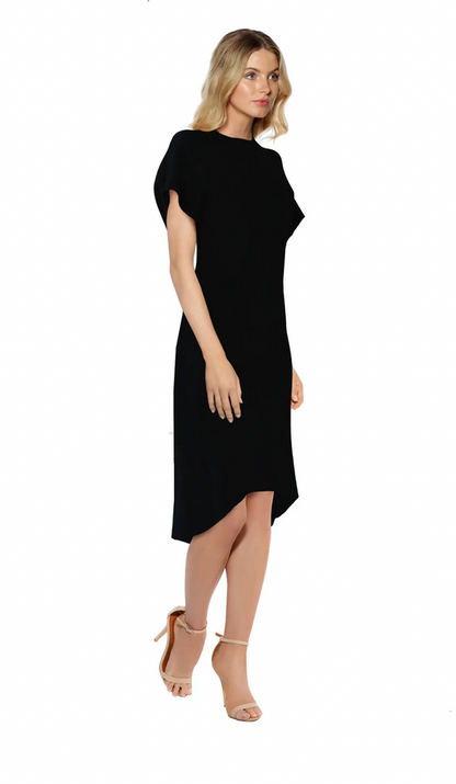 Scanlan Theordore Black Cocoon Crepe Knit Dress - Size XS