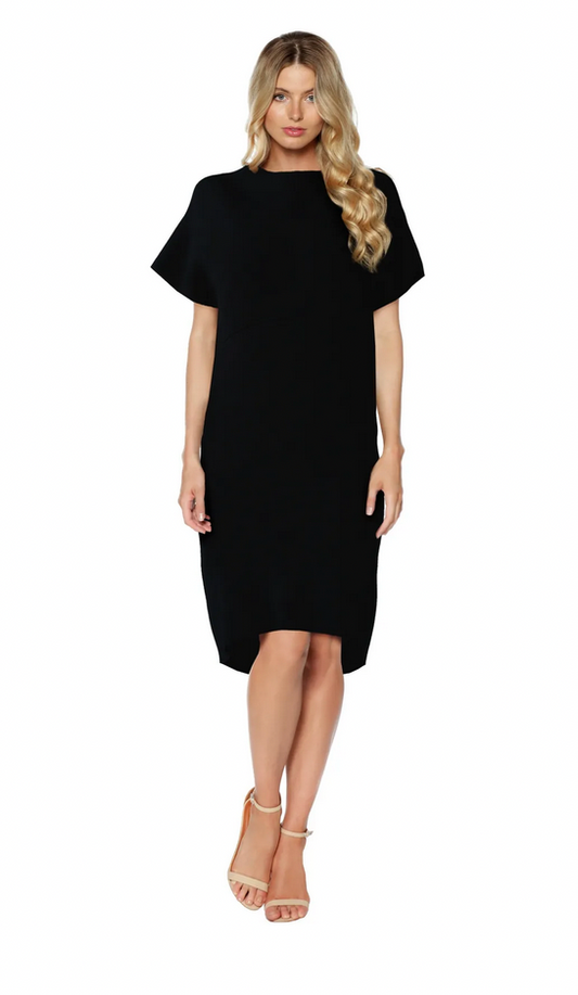 Scanlan Theordore Black Cocoon Crepe Knit Dress - Size XS
