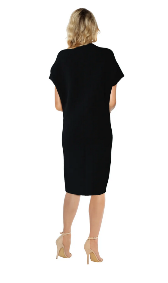 Scanlan Theordore Black Cocoon Crepe Knit Dress - Size XS