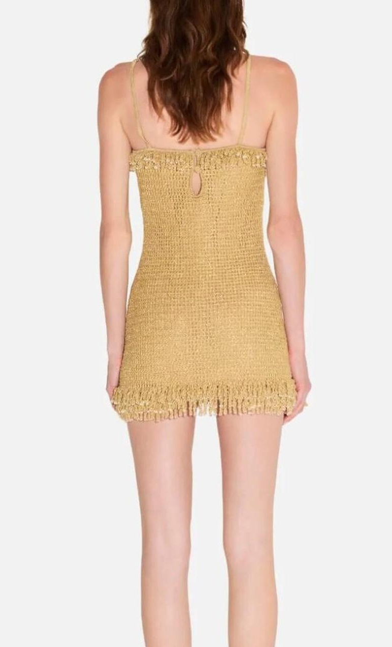 Hansen & Gretel Wynnie Golden Crochet Mini Dress - Size M (Brand New)