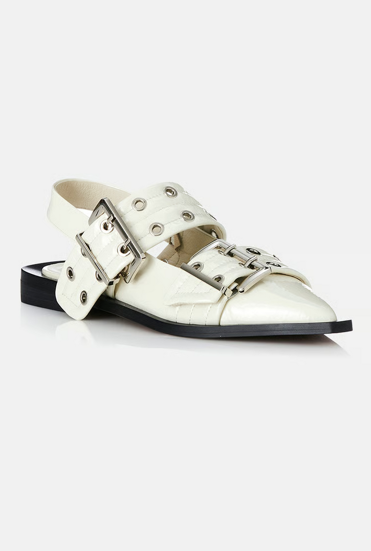 Alias Mae Zia Ivory Crinkle Patent Slingback - Size 37 (Like New)