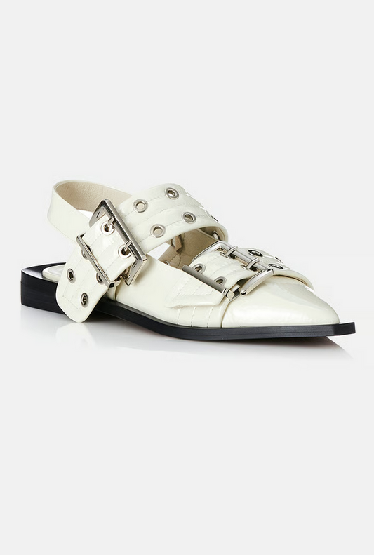 Alias Mae Zia Ivory Crinkle Patent Slingback - Size 37 (Like New)