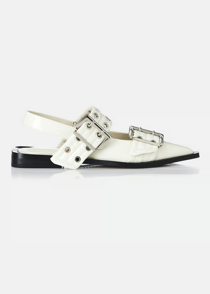 Alias Mae Zia Ivory Crinkle Patent Slingback - Size 37 (Like New)