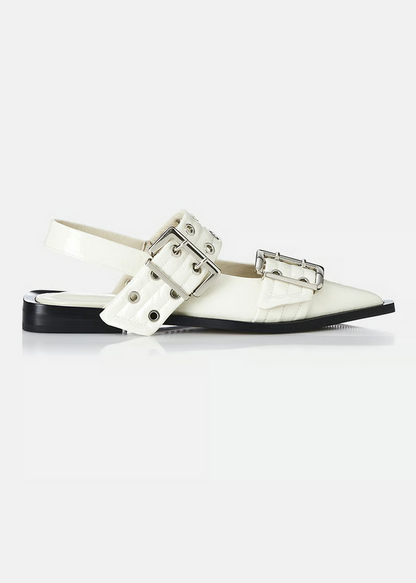 Alias Mae Zia Ivory Crinkle Patent Slingback - Size 37 (Like New)