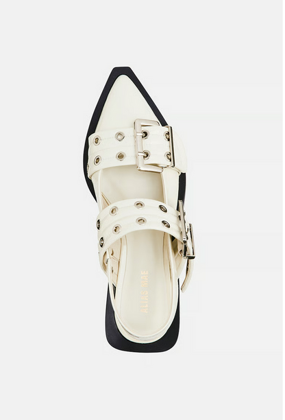 Alias Mae Zia Ivory Crinkle Patent Slingback - Size 37 (Like New)