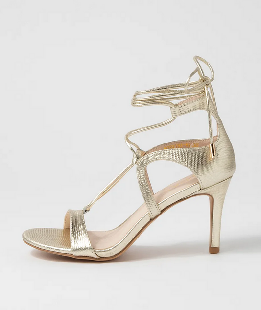 Midas Norrina Gold Lizard Leather Heels - Size 38