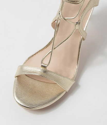 Midas Norrina Gold Lizard Leather Heels - Size 38