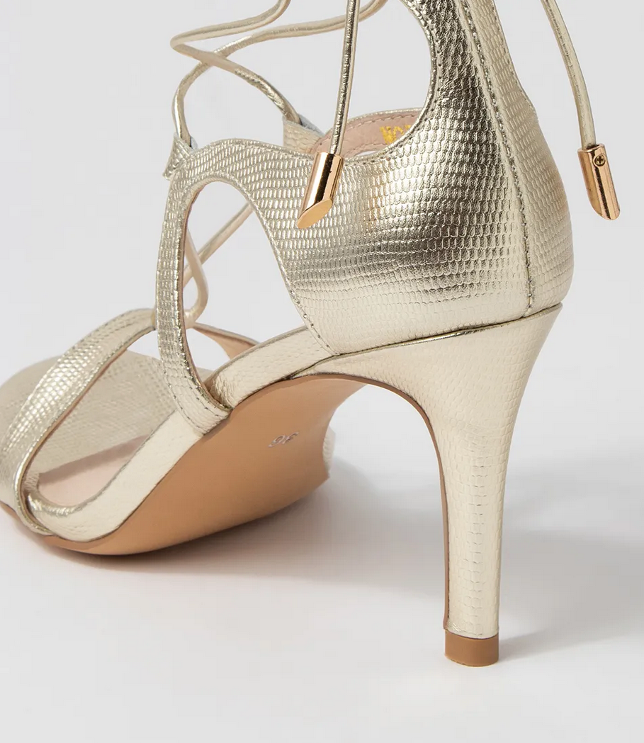 Midas Norrina Gold Lizard Leather Heels - Size 38