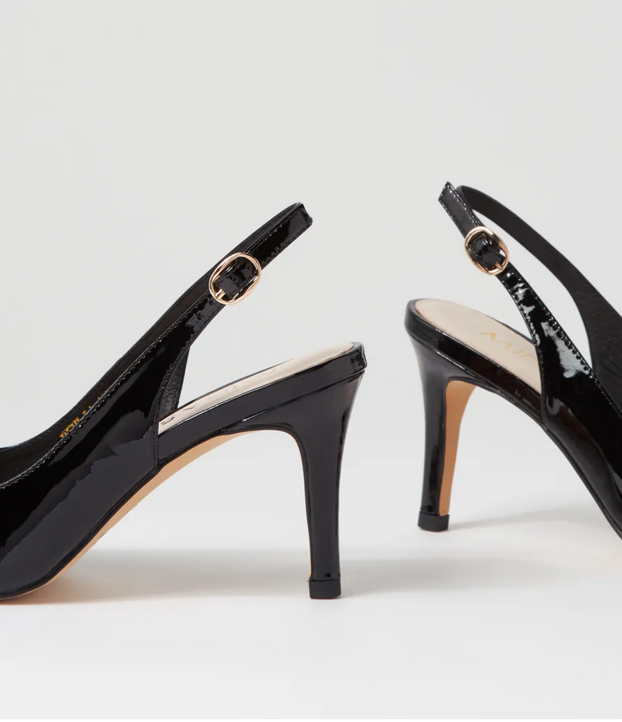Midas Beylia Dark Navy Patent Leather Heels - Size 38