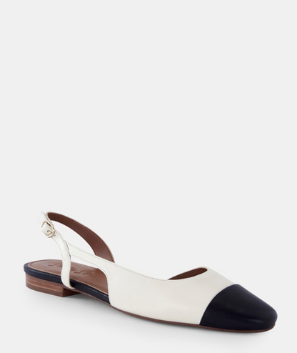 Shelly Shen Bone & Black Lori Flats - Size 38 (Brand New in Box)