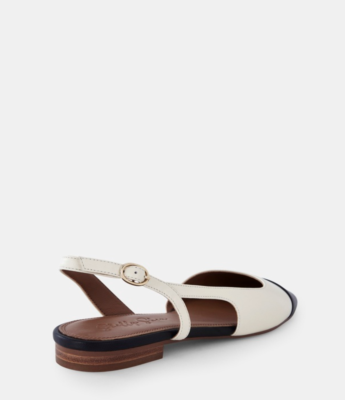 Shelly Shen Bone & Black Lori Flats - Size 38 (Brand New in Box)
