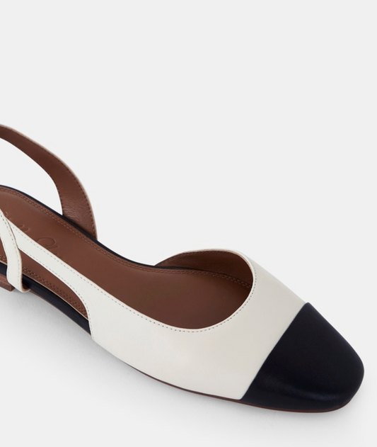Shelly Shen Bone & Black Lori Flats - Size 38 (Brand New in Box)