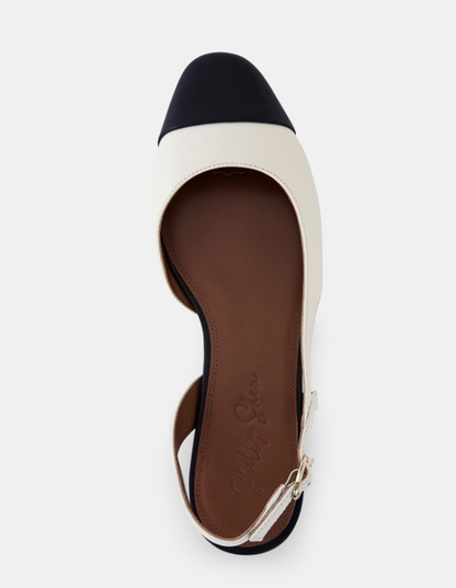 Shelly Shen Bone & Black Lori Flats - Size 38 (Brand New in Box)