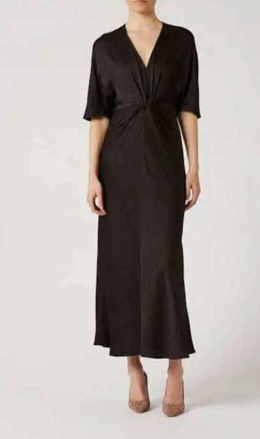 Scanlan Theodore Silk Cocoon Turban Twist Dress - Size 8
