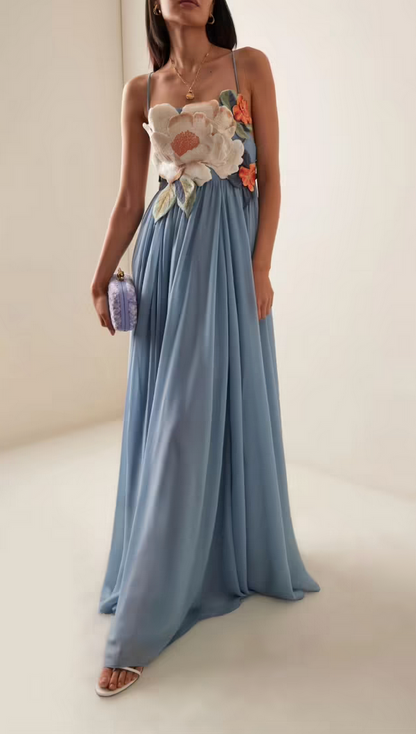 Leo Lin Agnes Applique Floral Maxi Dress - Size 10