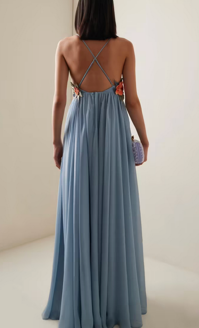 Leo Lin Agnes Applique Floral Maxi Dress - Size 10