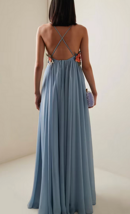 Leo Lin Agnes Applique Floral Maxi Dress - Size 10