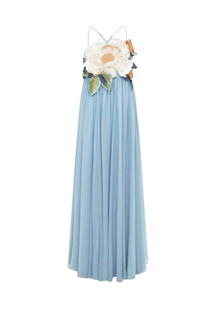 Leo Lin Agnes Applique Floral Maxi Dress - Size 10