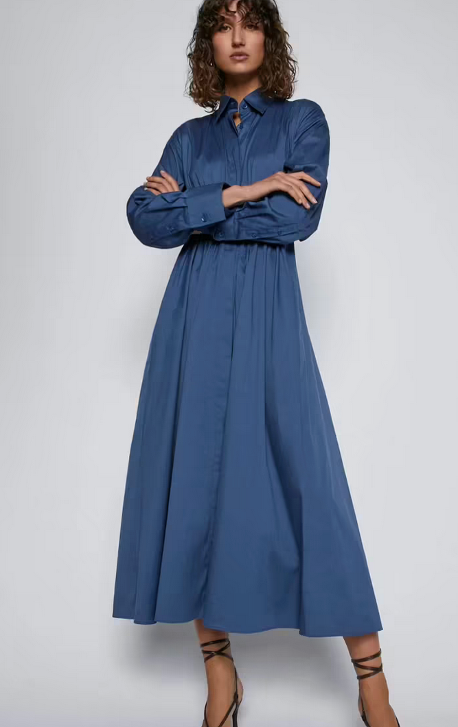 Scanlan Theodore Cotton Gathered Midi Dress - Size 12