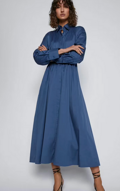 Scanlan Theodore Cotton Gathered Midi Dress - Size 12