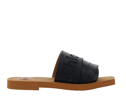 Chloe Black Woody Slides - Size 37W (Box Included)