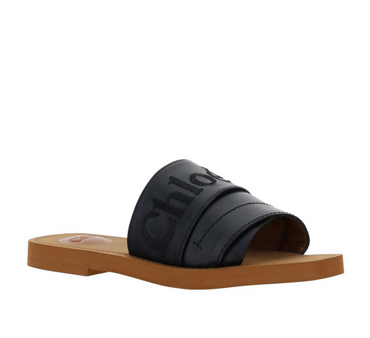 Chloe Black Woody Slides - Size 37W (Box Included)