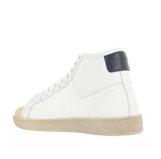 Saint Laurent Court Classic Leather High Top Sneakers - Size 34