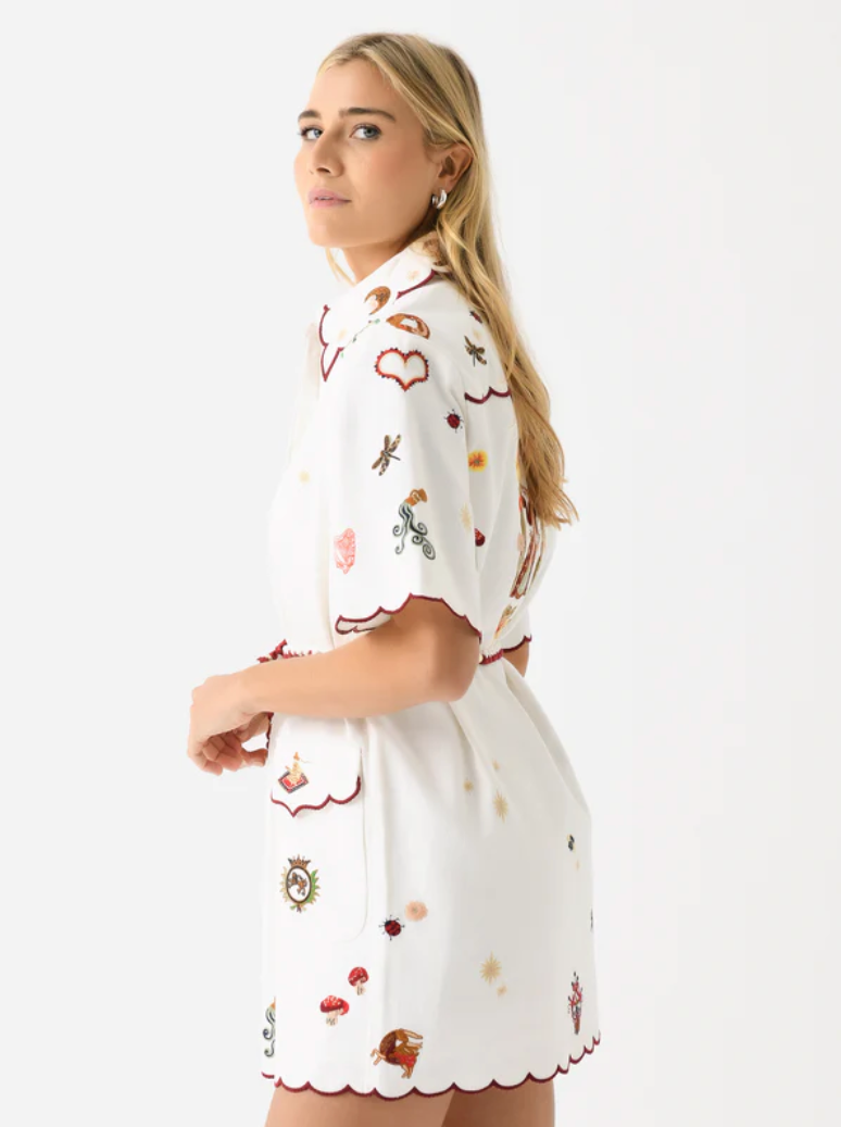 antipodean queen of hearts shirt dress Antipodean Women's Queen Of Hearts Panelled Midi Dress Saint Bernard