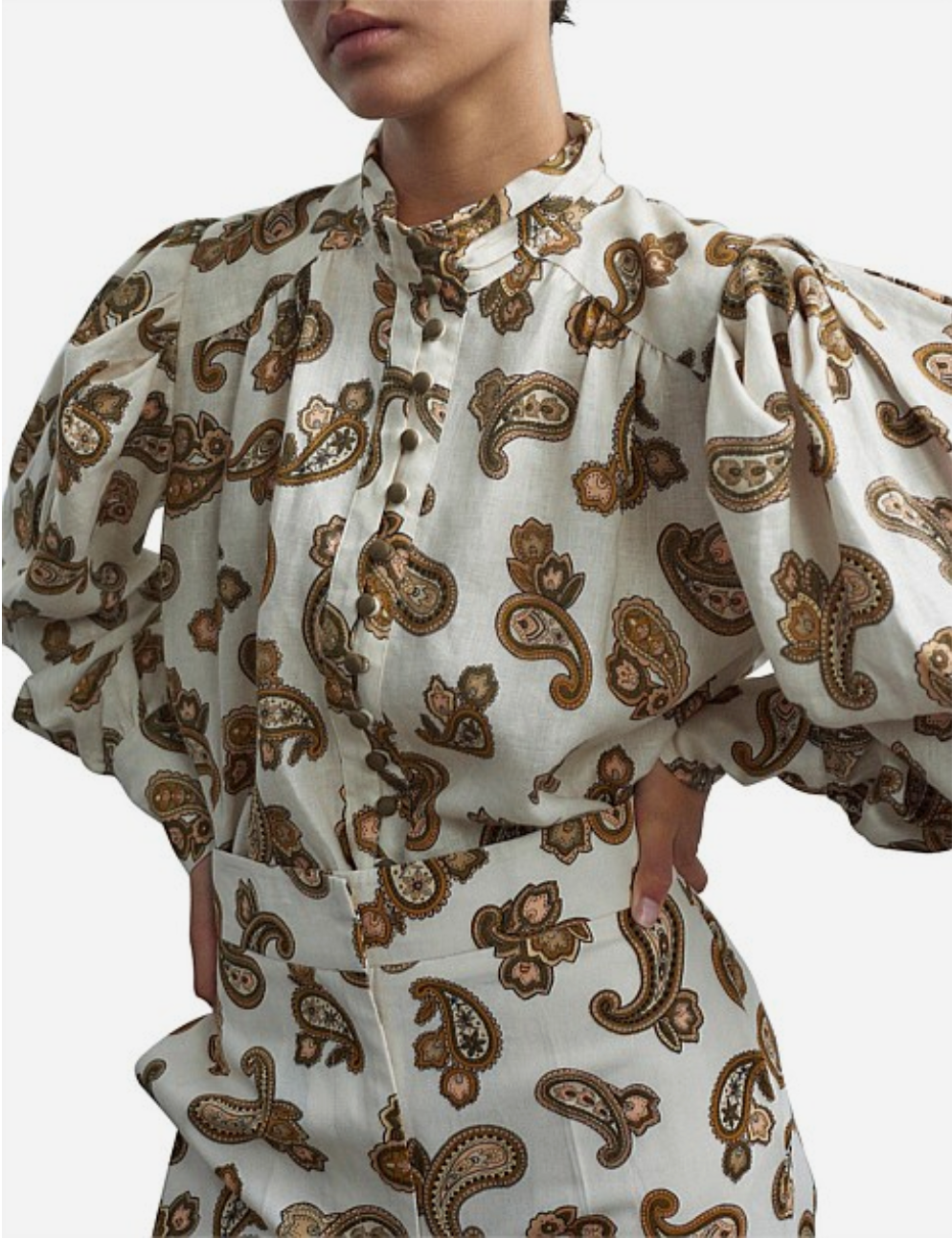 Alemais Mia Paisley Print Linen Blouse - Size 6
