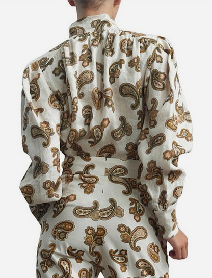 Alemais Mia Paisley Print Linen Blouse - Size 6