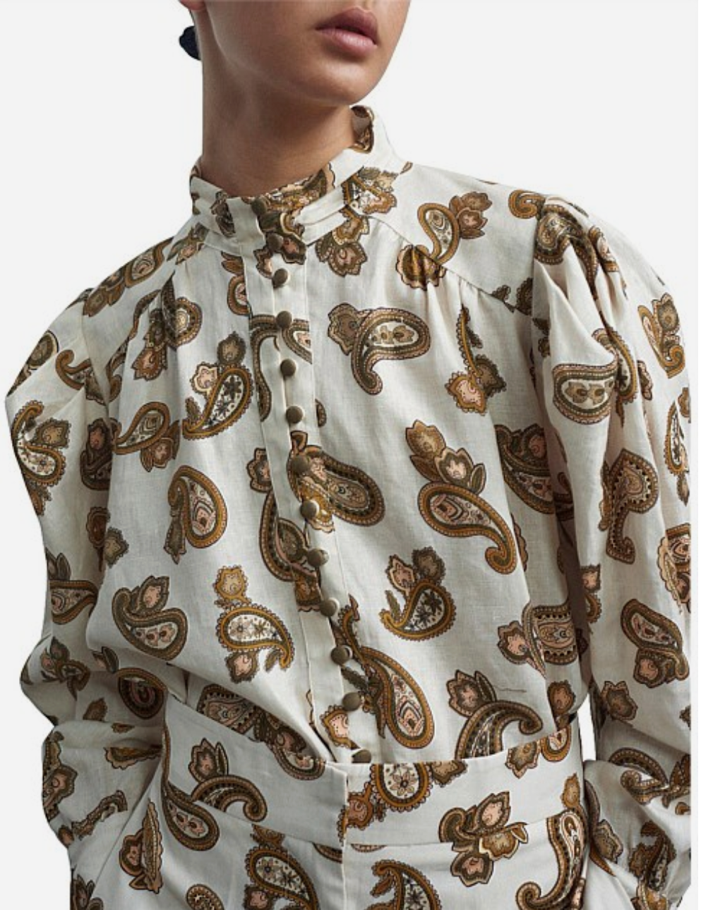 Alemais Mia Paisley Print Linen Blouse - Size 6