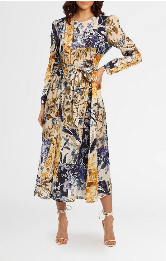 Zimmermann Aliane Patchwork Midi Dress - Size 0