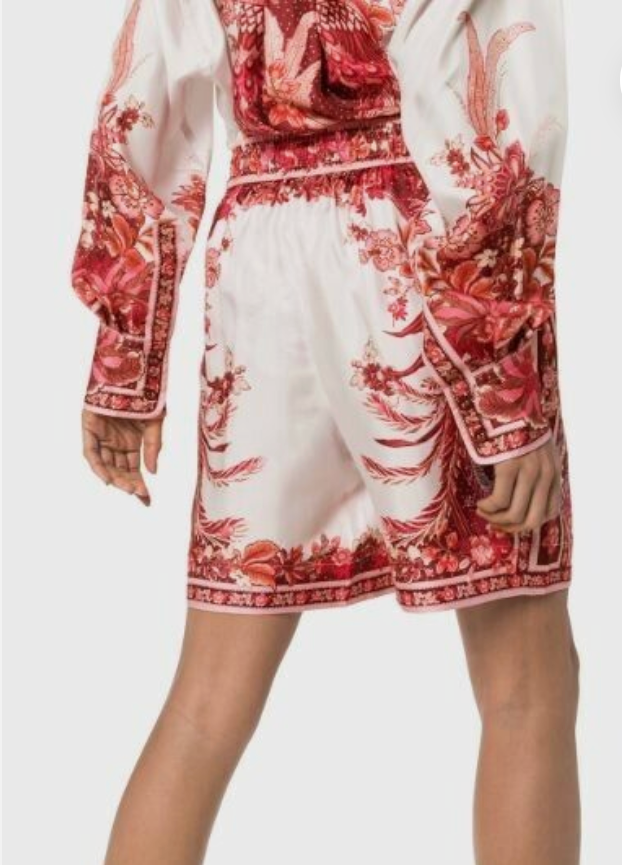 Zimmermann Wavelength Placement Silk Twill Shorts - Size 0