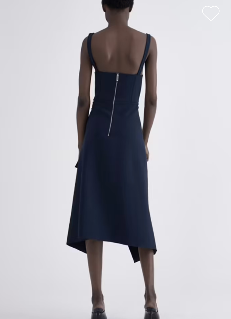 Dion Lee Navy Bustier Midi Dress - Size 8