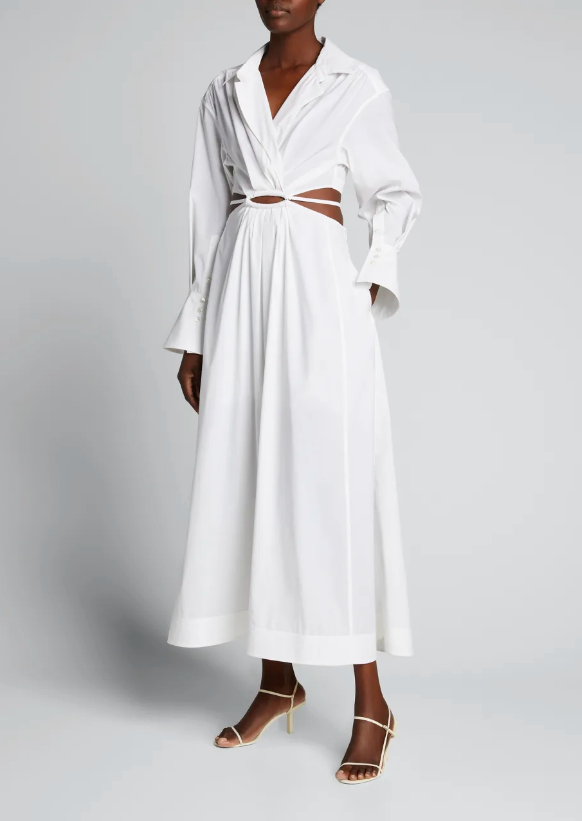 Jonathan Simkhai Alex Pleated Cut-Out Dress - Size M (Brand New with Tags)