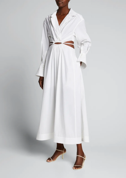 Jonathan Simkhai Alex Pleated Cut-Out Dress - Size M (Brand New with Tags)