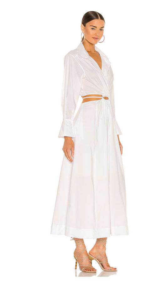 Jonathan Simkhai Alex Pleated Cut-Out Dress - Size M (Brand New with Tags)