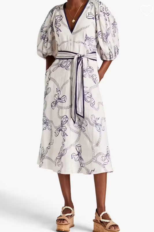 Zimmermann Day Midi Navy Bow Dress - Size 0
