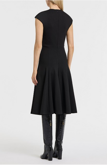 Carla Zampatti Black A-Line Crepe Dress - Size 8