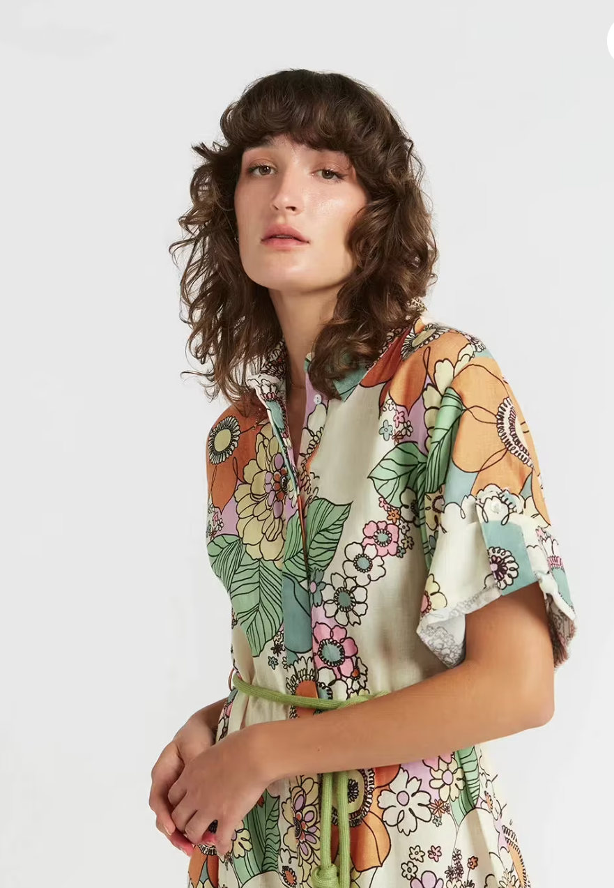 Alemais Farrah Linen Shirt Dress - Size 12 (Like New)