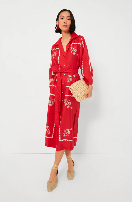 Oroton Poppy Daisy Silk Print Dress - Size 6 (oversized)
