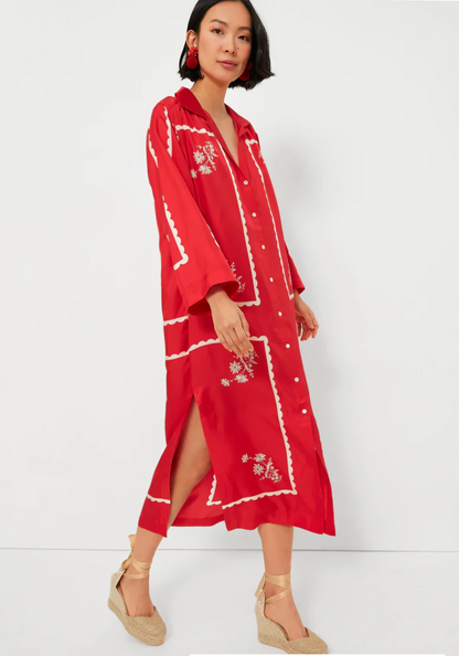 Oroton Poppy Daisy Silk Print Dress - Size 6 (oversized)