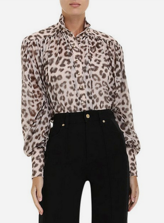 Zimmermann Leopard Dancer Lantern Blouse - Size 1