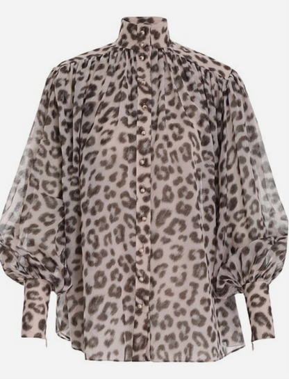 Zimmermann Leopard Dancer Lantern Blouse - Size 1